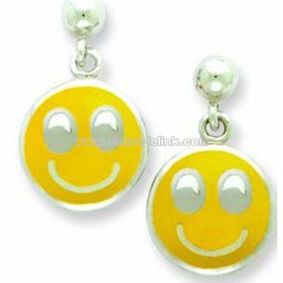 Sterling Silver Smiley Face Resin Earrings