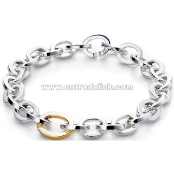 Sterling Silver Yellow Circle Chain Bracelet