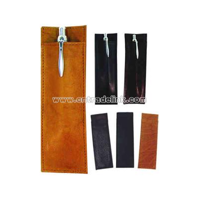 Stone wash cowhide Single pen case stone wash cowhide