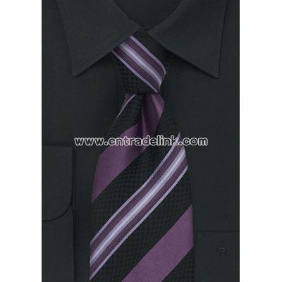 Striped Purple & Navy Silk Tie