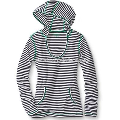 Striped Ribbed Pullover Hoodie