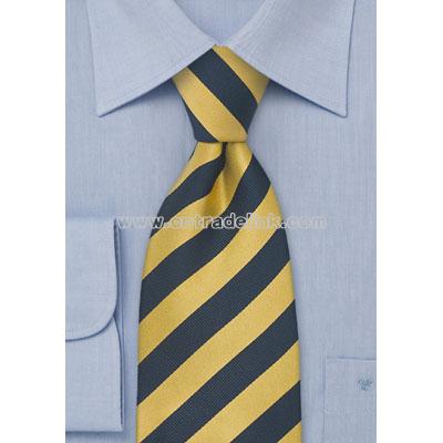 Striped Silk Necktie in Yellow and Navy