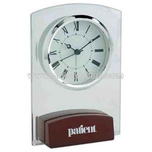 Stylish wood and glass desk clock