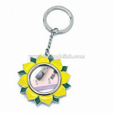 Sun Flower Metal Photo Frame Keychain
