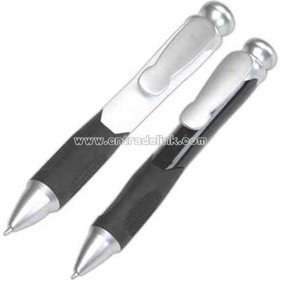 Super jumbo plunger action ballpoint pen with black grip section
