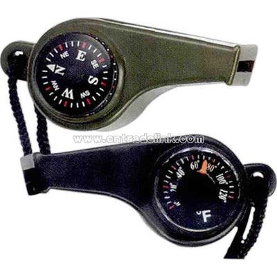 Super whistle with compass and thermometer