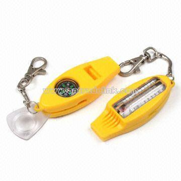 Survival Whistle with Keychain and Compass and Thermometer