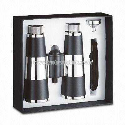 Telescope Shaped Hip Flask with PU Surface Covering