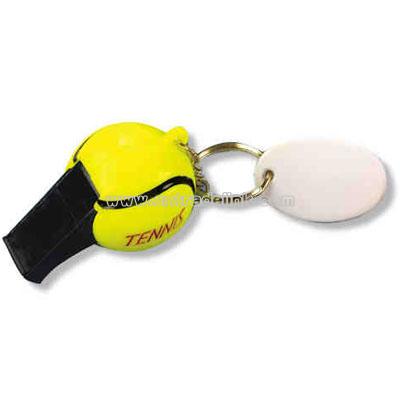 Tennis ball whistle key tag