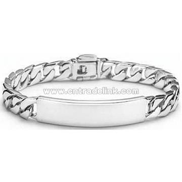 Thick Sterling Silver Brand Chain Bracelet