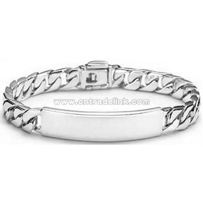 Thick Sterling Silver Brand Chain Bracelet