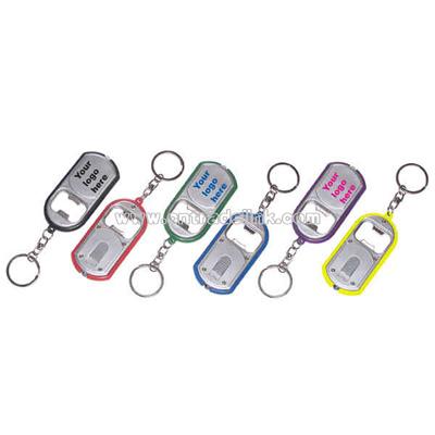 Thin key holder flashlight and bottle opener