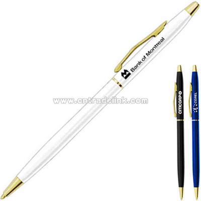 Thin sleek economical brass twist action ballpoint pen