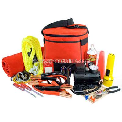 Thirty piece winter highway emergency kit