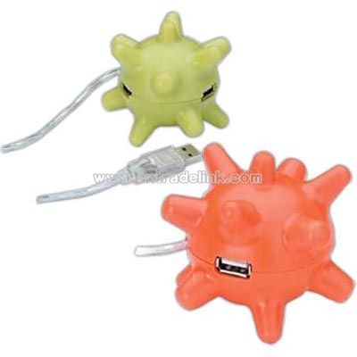 Three port soft spiky ball USB hub