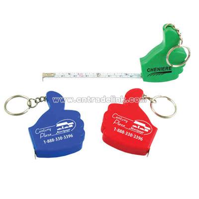 Thumb ups shape tape measure key chain