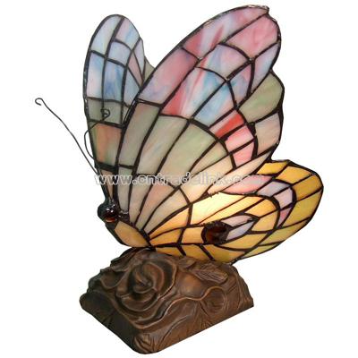 Tiffany Butterfly Accent Lamp Green/Yellow/Pink