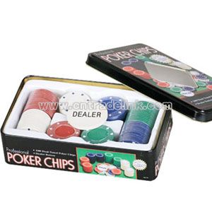 Tin Poker Chip Case 100 Set
