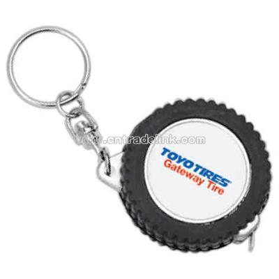 Tire shape 3' metric/inch metal tape measure with swivel split ring