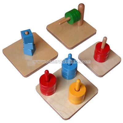 Toddler Set of Four Simple Cube Cylinder Placement Puzzles