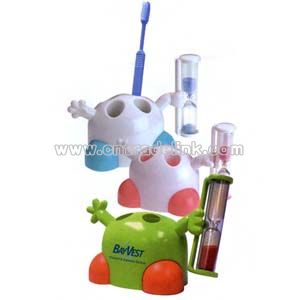 Tooth brush holder 3 min sand timer