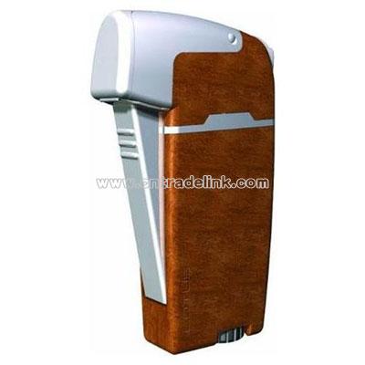 Torch Flame Pipe Lighter Wood/Polished Chrome