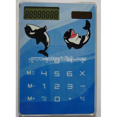 Touch screen Solar powered 8 digits transparent calculator