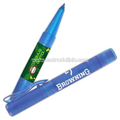 Translucent Blue - Combo antibacterial hand sanitizer and writing pen with clip