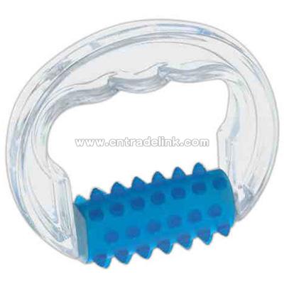Translucent C shape handle massager with blue accent
