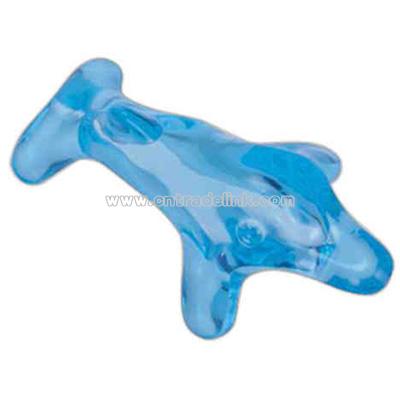 Translucent blue dolphin shaped massager