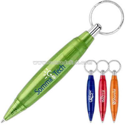 Translucent color barrel click action pen with split ring