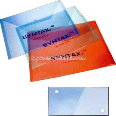 Translucent flat envelopes with snap closure.