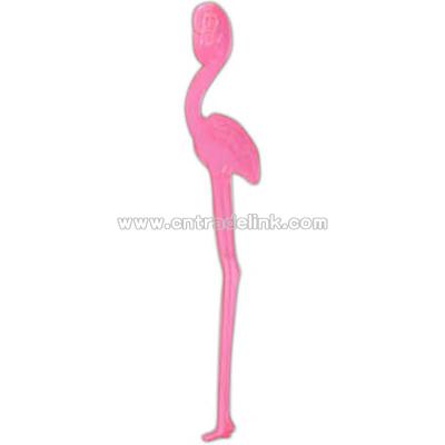 Translucent pink plastic flamingo shape cocktail stirrer
