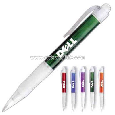 Translucent retractable pen with white finger grip