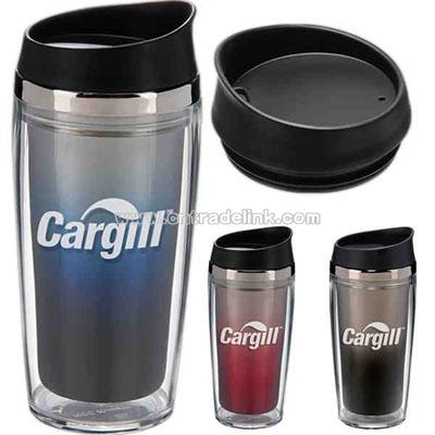 Transparent acrylic insulated tumbler with drink-thru lid 16 oz