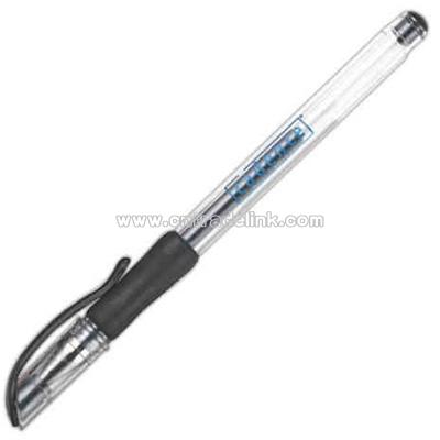 Transparent barrel gel pen with finger grip