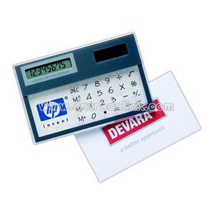 Transparent solar pocket calculator with 8 digit LCD display