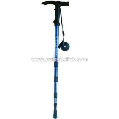 Trekking Pole with lamps and a compass