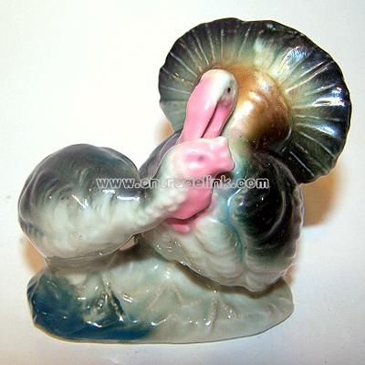 Turkey Figurine, Hen and Gobbler, Porcelain