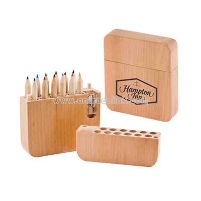 Twelve piece colored pencil set with sharpener