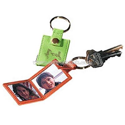 Twin Photo Leather Keychain