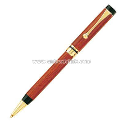 Twist action wooden ballpoint pen