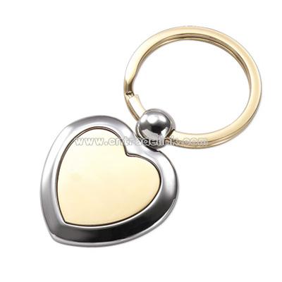 Two-Tone Heart Center Key Chain