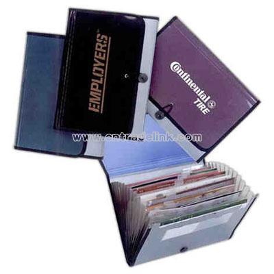 Two tone expanding file with elastic closure and sewn edge