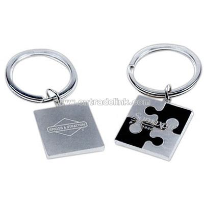 Two tone nickel puzzle key chain