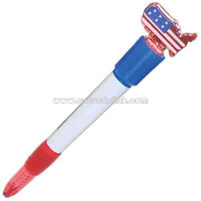 US Flag top - Light-up ballpoint pen with miniature design top