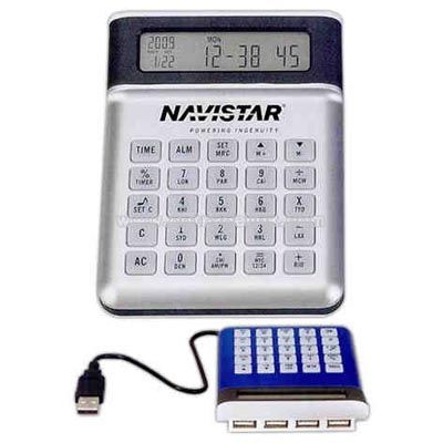 USB 4 port hub calculator/clock