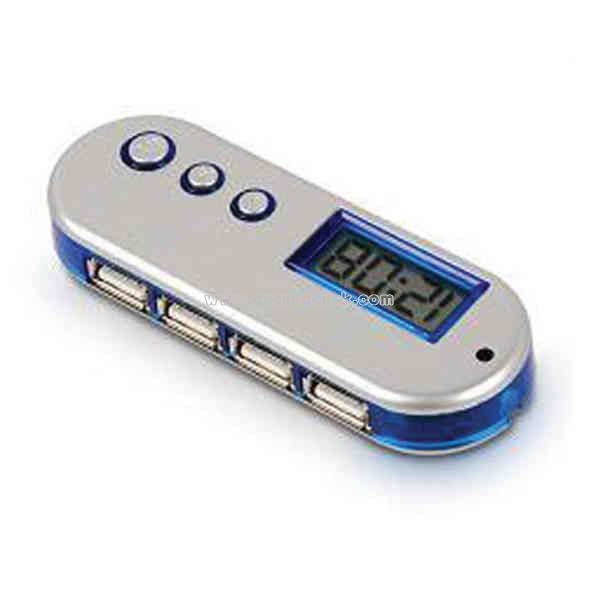 USB 4 port hub with alarm clock