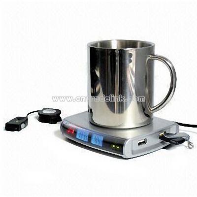 USB Coffee Warmer with 4 Ports and led clock