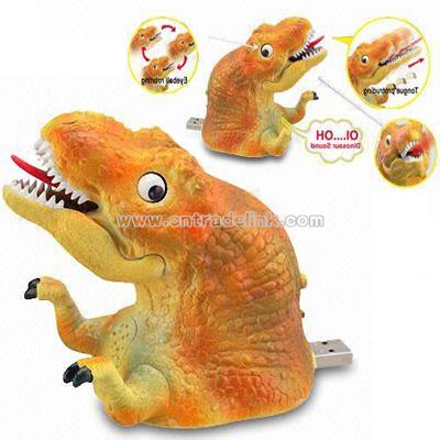 USB Dinosaur with Rotatable Eyes and Protruding Tongue